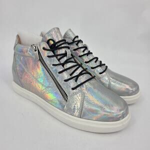 NEW Party Infinity Holographic Silver Lace Up High Top Sneaker Size 10